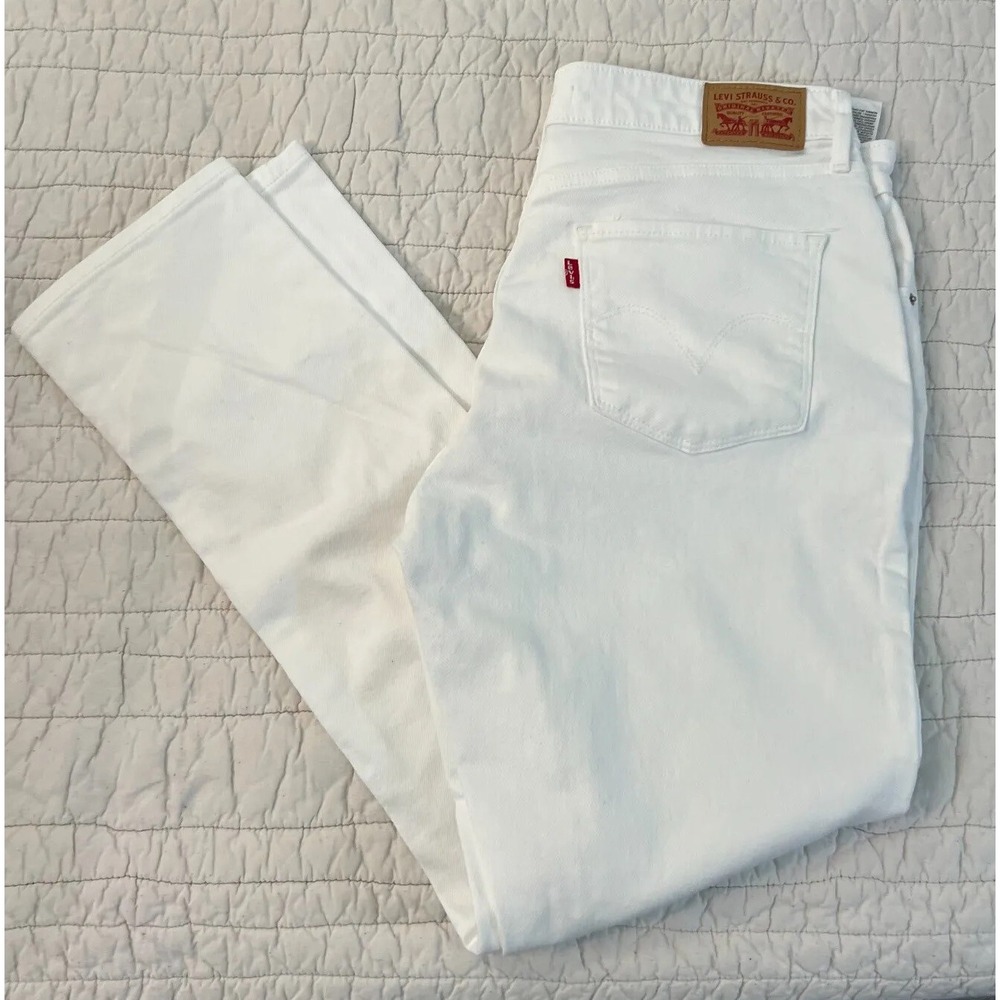 Levis Womens White Denim Jeans Mid Rise Skinny Size 33